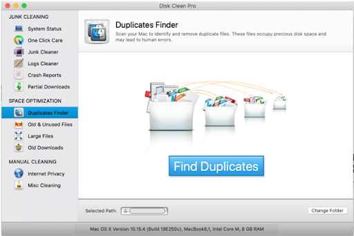 using duplicates finder on disk clean pro